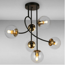 Люстра молекула підвісна Light House LS-17079-6 BK+CL чорна