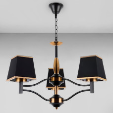 Люстра підвісна з абажуром Light House SRS-18491/3 чорний із золотом