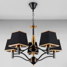 Люстра підвісна з абажуром Light House SRS-18491/5 чорний із золотом