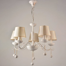 Люстра підвісна з абажуром Light House SRS-18493/5 білий із золотом