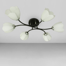 Люстра стельова Light House SC-18508/6 BK+CR 600*480*200 чорна + хром, плафон білий 