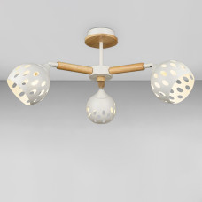 Люстра потолочная Light House SR-18520/3 WT D650*H290 белая с деревянными вставками