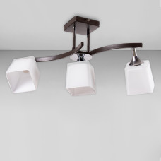 Люстра стельова Light House SR-17012/3 BK+CH D460*H250 E27 чорний + хром, плафон білий