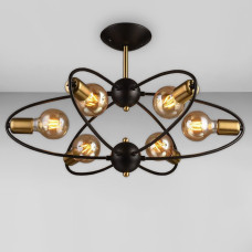 Люстра потолочная Light House SR-18524/6 BK+AB WITH bulbs D620*H400 черный + бронза