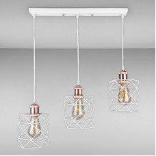 Люстра підвісна Light House LS-17192F-3 WH+RG (500) білий + мідь