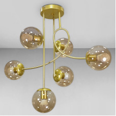 Люстра стельова Light House LS-17079-6 GD+BR золото коричневий плафон