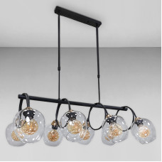 Люстра підвісна Light House LS-18034-8 BK+CL чорна плафон прозорий