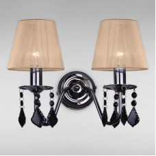 Настінний світильник Бра з абажуром Light House LS-18125BL-2 BL IVORY чорний хром плафон кольору слонова кістка