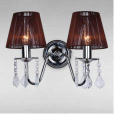 Настінний світильник Бра з абажуром Light House LS-18125WH-2 WH BROWN чорний хром плафон коричневий