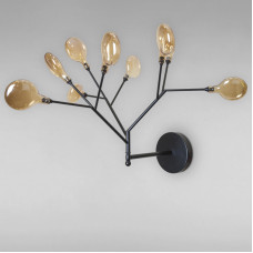 Настінний світильник Бра LS-18021-9 BK+BR чорний із коричневими плафонами