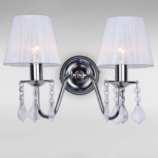 Настінний світильник Бра з абажуром Light House LS-18125WH-2 WH WHITE хром білий плафон