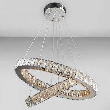 Люстра підвісна кришталева LED кільця Light House DL-18475 Led 72W хром