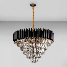 Люстра підвісна кришталева Light House SZ-18487/600 BK+FGD+WT BK+FGD+WT E14*15 чорний із золотом