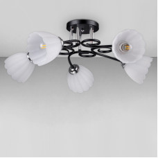 Люстра стельова Light House DL-18309/5 чорна плафон білий
