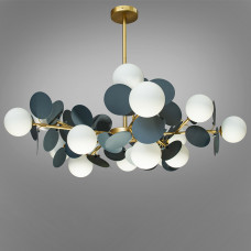 Люстра стельова молекула Light House DS-18367/15GD+GR золото + сірий плафон білий 