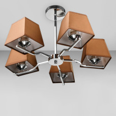 Люстра стельова з абажуром Light House DL-18375/5 хром плафон коричневий 