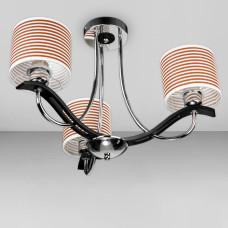 Люстра стельова з абажуром Light House DL-18377/3 хром + чорний плафон білий в смужку