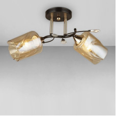 Люстра стельова Light House SC-18251/2 BK+FG 40*25*21 чорний плафон бурштиновий