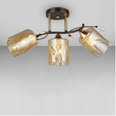 Люстра стельова Light House SC-18251/3 BK+FG 43*28*21 чорний плафон бурштиновий