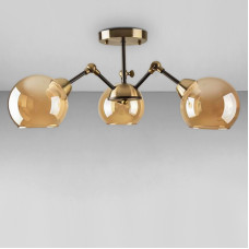 Люстра стельова Light House SC-18254/3 AB+BK 56*56*22.5 бронза плафон бурштиновий