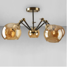 Люстра стельова Light House  SC-18254/5 AB+BK 60*60*22.5 бронза плафон янтарний 