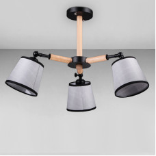 Люстра стельова з абажуром Light House DL-18299/3 чорний + бежевий плафон сірий