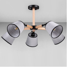 Люстра стельова з абажуром Light House DL-18299/5 чорний + бежевий плафон сірий