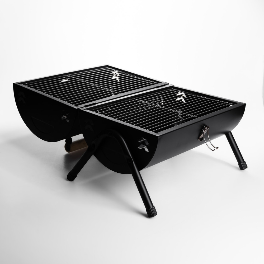 Зображення Угольный гриль двусторонний портативный с решеткой 38х25х35 см черный BQ-1 ИМ Light-Deco 1 