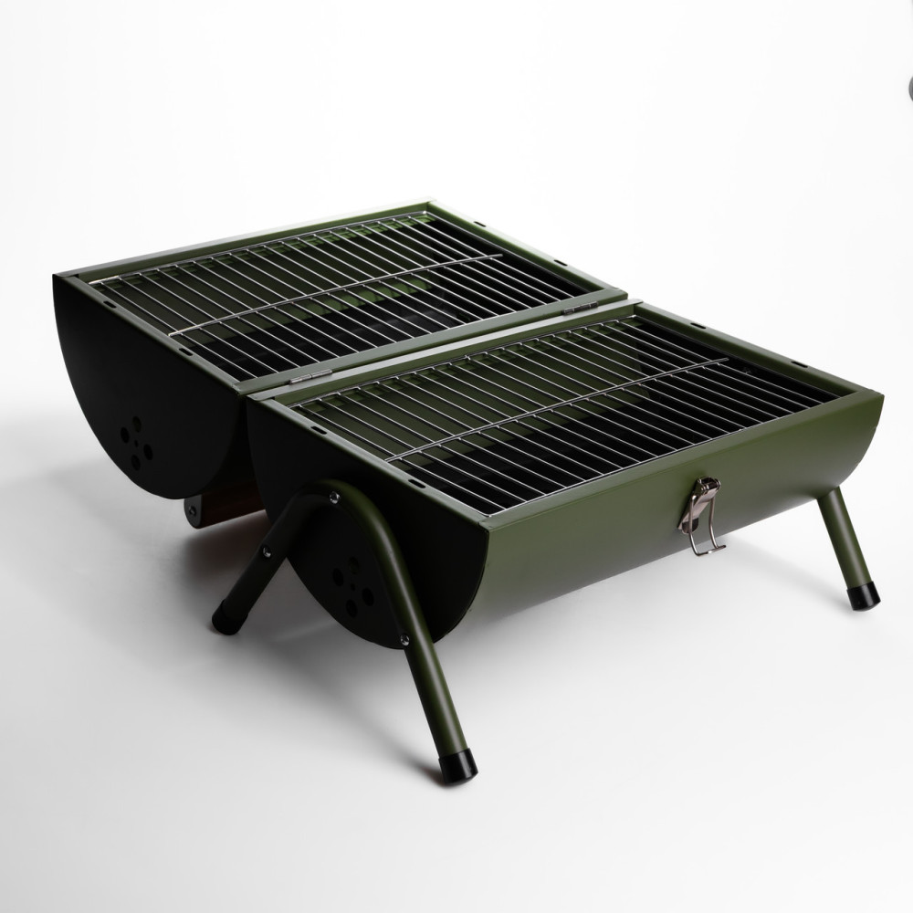 Изображение Угольный гриль двусторонний портативный с решеткой 38x25x35 см зеленый BQ-2 ИМ Light-Deco 1 