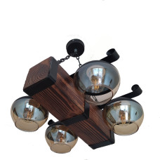 Люстра підвісна дерев'яна Light House LPR-20112/4P колір Чорний + Коричневий