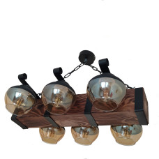 Люстра підвісна дерев'яна Light House LPR-20112/6P колір Чорний + Коричневий