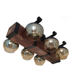 Люстра стельова дерев'яна Light House LPR-20113/6C колір Чорний + Коричневий