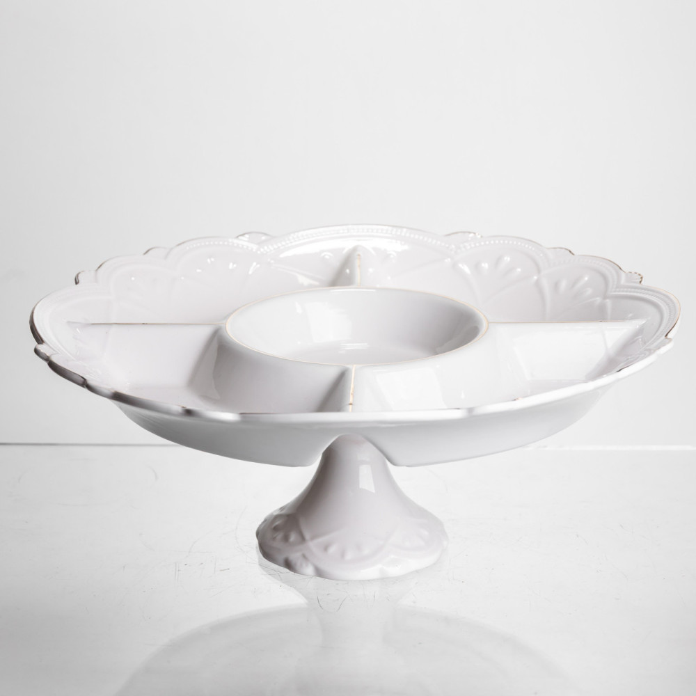 Зображення Менажница на ножке White Square 31,5 см на 5 секций круглая Yiwu 120-YH-HG059 ИМ Light-Deco 
