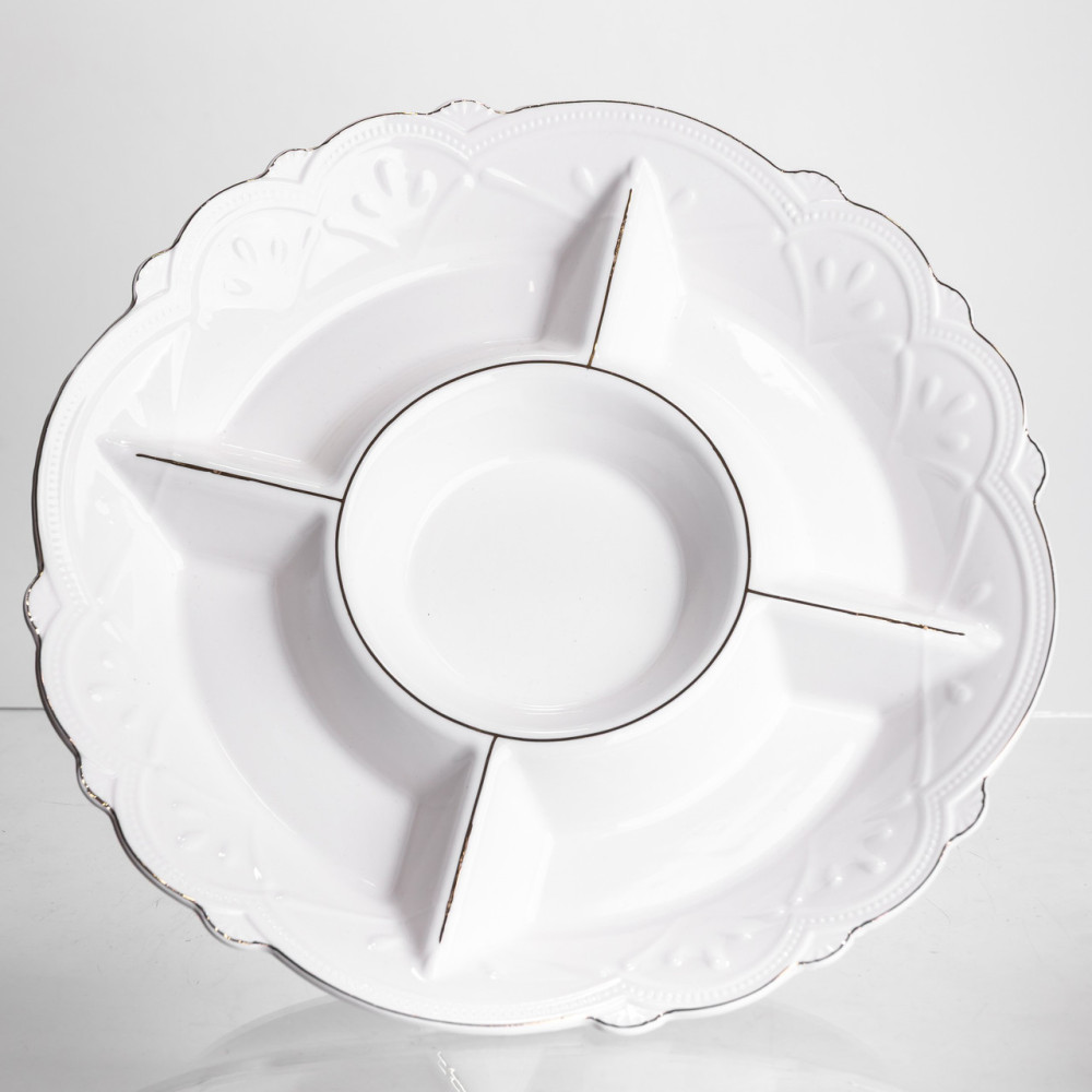 Зображення Менажница на ножке White Square 31,5 см на 5 секций круглая Yiwu 120-YH-HG059 ИМ Light-Deco 2 