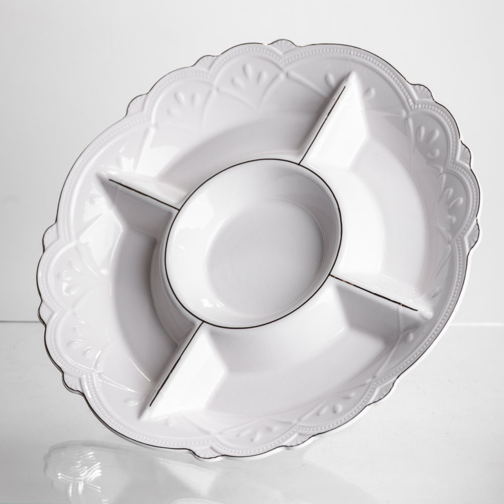 Зображення Менажница на ножке White Square 31,5 см на 5 секций круглая Yiwu 120-YH-HG059 ИМ Light-Deco 3 