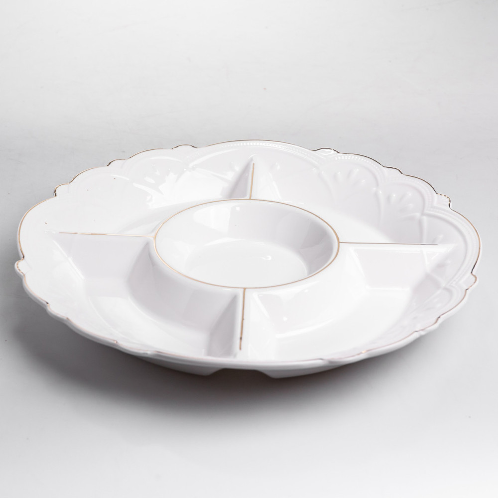 Зображення Менажница круглая фарфоровая Pearl на 5 секций 31,5 см Yiwu HP-HK-C31 ИМ Light-Deco 2 