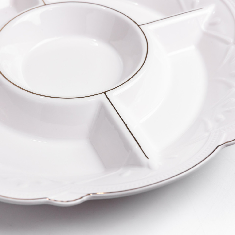 Зображення Менажница круглая фарфоровая Pearl на 5 секций 31,5 см Yiwu HP-HK-C31 ИМ Light-Deco 3 