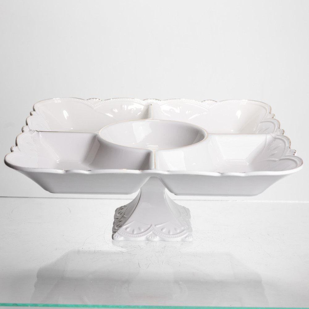 Зображення Менажница на ножке White Square 31,5*31,5 см с 5 секциями Yiwu 120-YH-HG058 ИМ Light-Deco 
