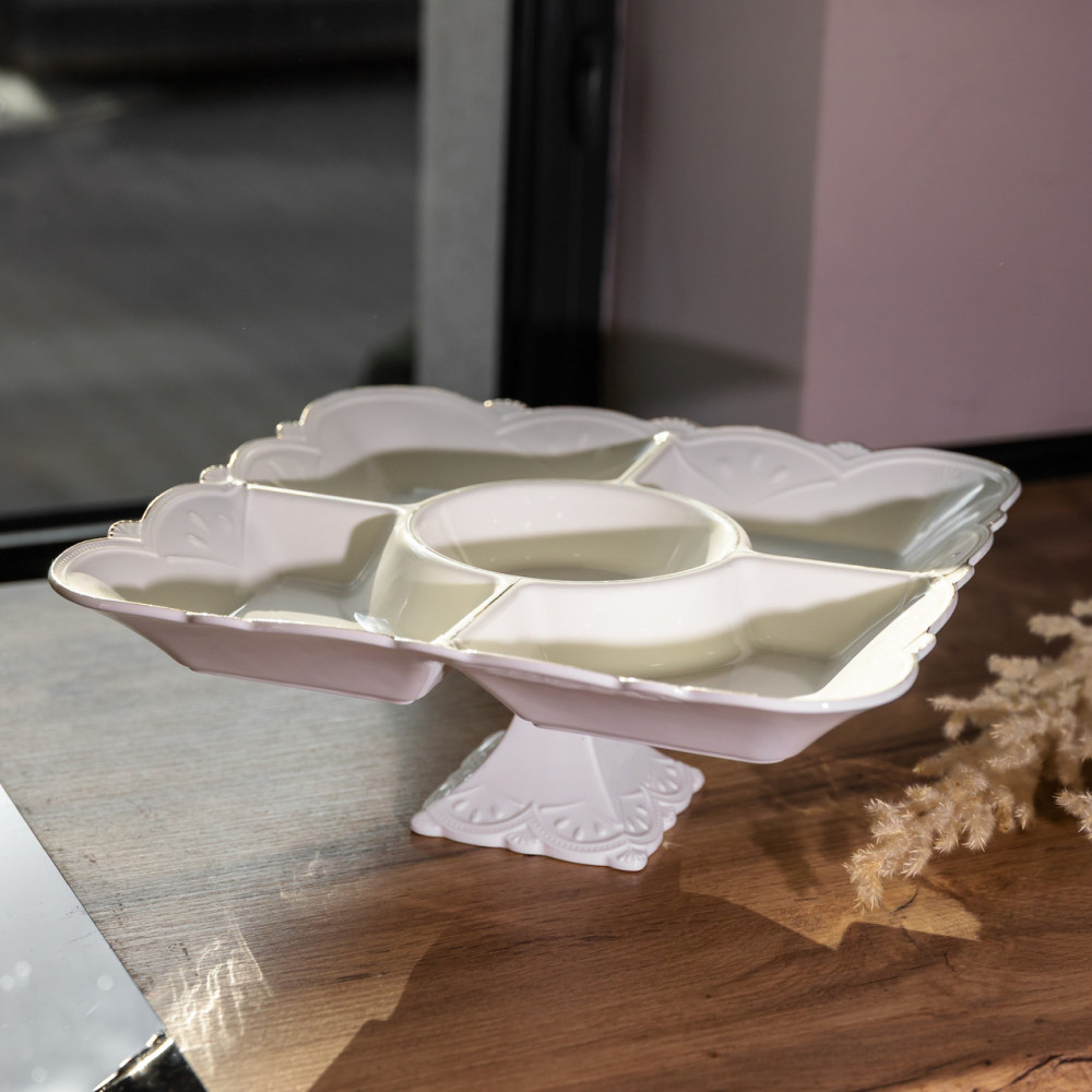 Зображення Менажница на ножке White Square 31,5*31,5 см с 5 секциями Yiwu 120-YH-HG058 ИМ Light-Deco 1 