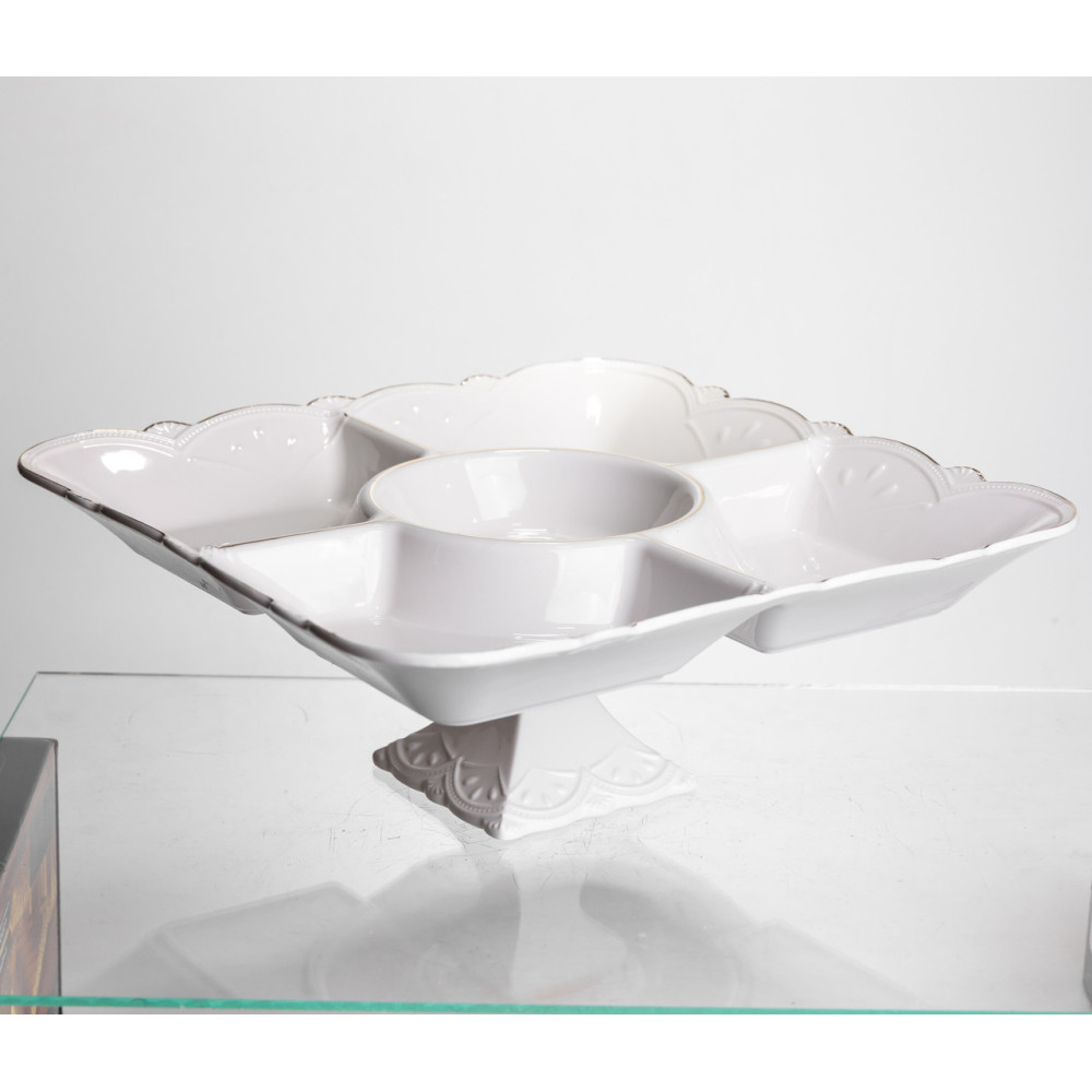 Зображення Менажница на ножке White Square 31,5*31,5 см с 5 секциями Yiwu 120-YH-HG058 ИМ Light-Deco 2 
