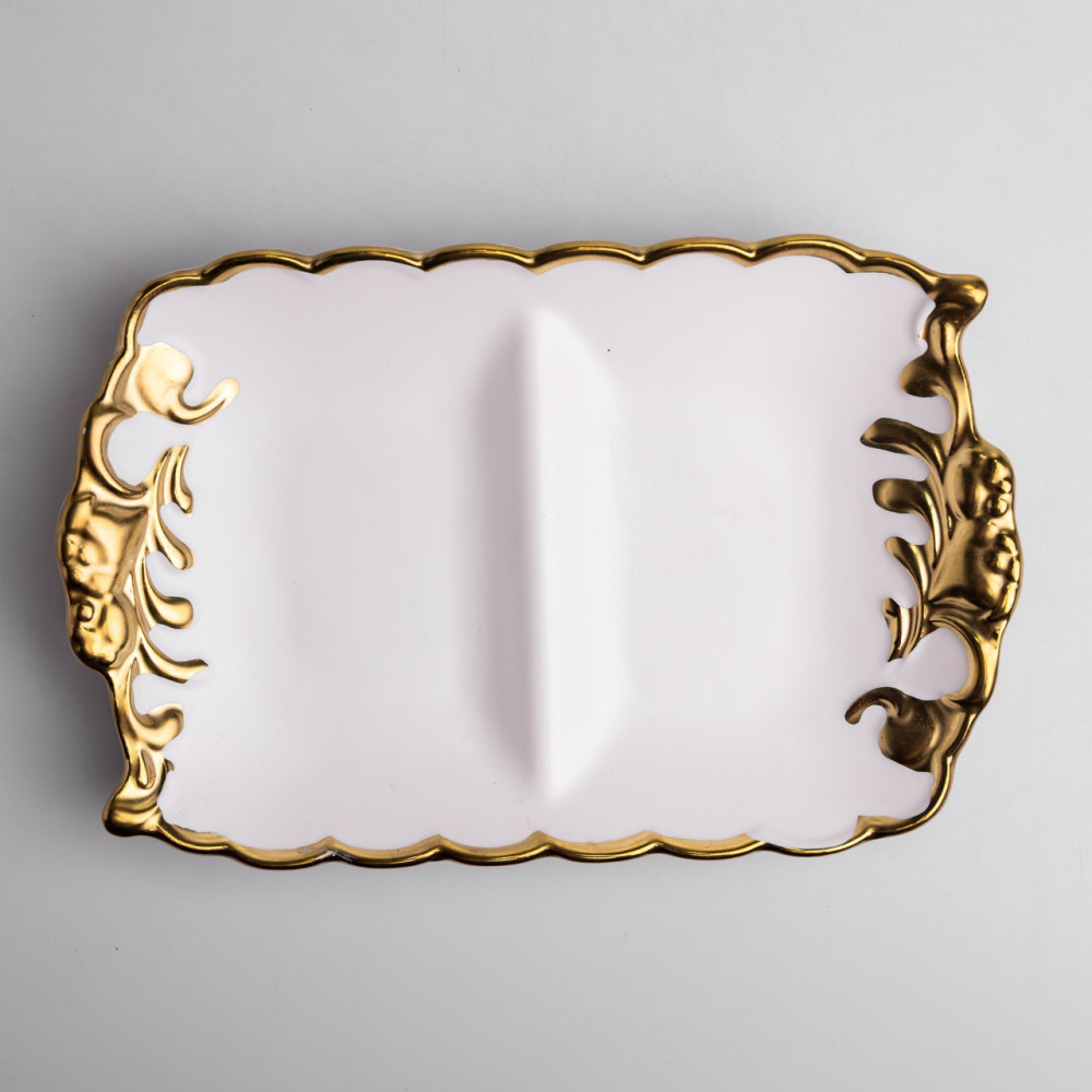 Зображення Менажница фарфоровая Margaret на 2 секции 20*13 см Yiwu YYSH1245 ИМ Light-Deco 