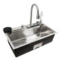 Зображення Кухонна мийка 75*45G сатин Platinum Handmade "Водоспад" повна комплектація ИМ Light-Deco 1 