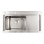 Зображення Кухонна мийка нержавійка 78*43 L Platinum Handmade (два отвори, круглий сифон 3,0/0,8) ИМ Light-Deco 