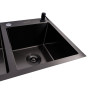Изображение Кухонна мийка 78*43 PVD чорна на дві чаші VALESO Handmade (3.0/0.8) ИМ Light-Deco 2 