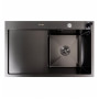 Изображение Кухонна мийка CM 78*50 R чорна PVD VALESO Handmade (круглий сифон 3,0/0,8) ИМ Light-Deco 