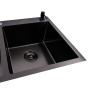 Изображение Кухонна мийка PVD чорна 78*48 VALESO Handmade на дві чаші (3.0/0.8) ИМ Light-Deco 2 