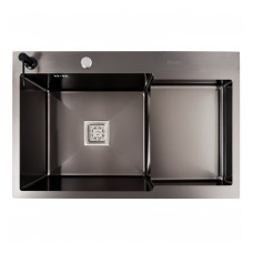 Мийка Valeso Handmade CM 78×50C L (PVD чорна) з поглибленою полицею