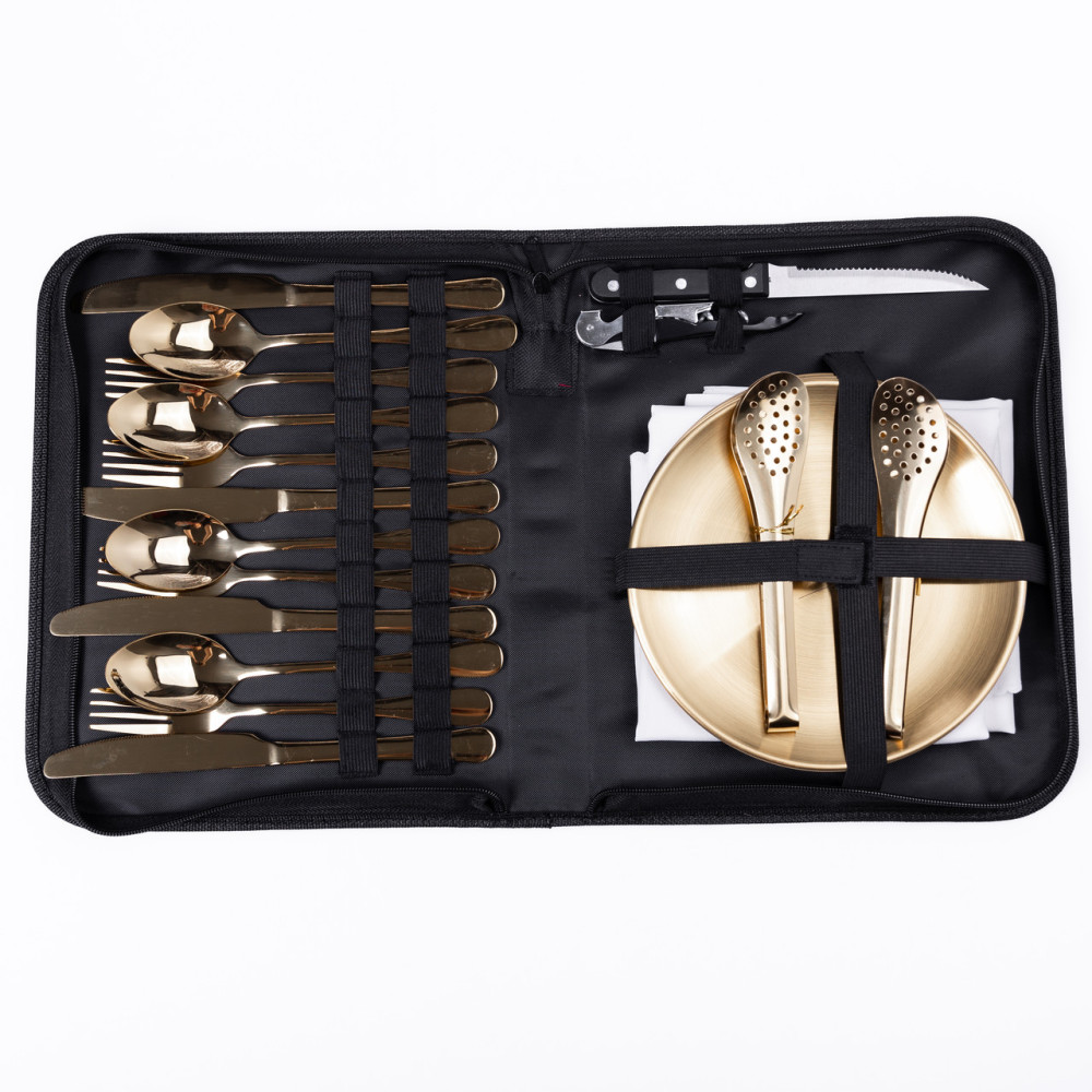 Зображення Набір посуду для пікніка Light House LG-30121 BK-GD на 4 персони 24 предмети Золото ИМ Light-Deco 
