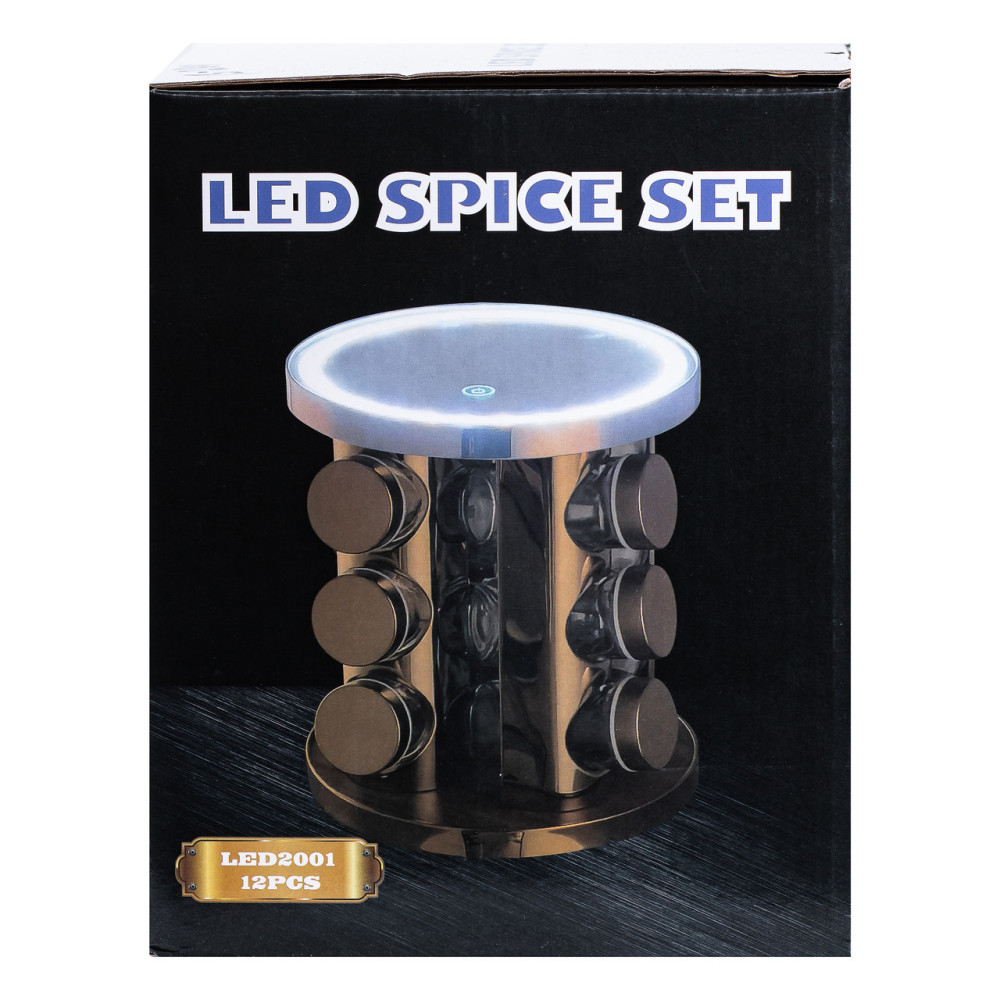 Изображение Набор для специй 12 предметов на круглой подставке с LED-подсветкой HP15284 ИМ Light-Deco 8 