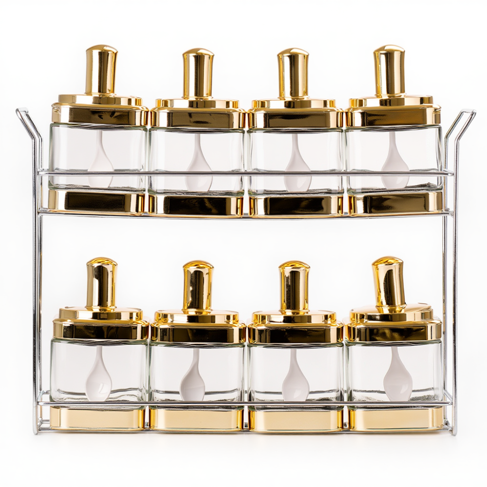 Изображение Набор емкостей для специй на подставке 8 шт. (350 мл) Gold HP-1338 ИМ Light-Deco 